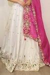 Label Deepshika Agarwal_Pink Silk Embroidery, Zari, Sequins V-neck Hand Lehenga Set _Online_at_Aza_Fashions