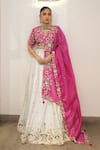 Buy_Label Deepshika Agarwal_Pink Silk Embroidery, Zari, Sequins V-neck Hand Lehenga Set _at_Aza_Fashions
