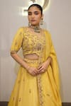 Label Deepshika Agarwal Yellow Tissue Zari, Embroidery V-neck Zardosi Hand Lehenga Set Online at Aza Fashions Label Deepshika Agarwal_Yellow Tissue Zari, Embroidery V-neck Zardosi Hand Lehenga Set _Online_at_Aza_Fashions
