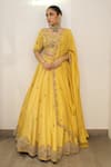 Shop Label Deepshika Agarwal Yellow Tissue Zari, Embroidery V-neck Zardosi Hand Lehenga Set at Aza Fashions Shop_Label Deepshika Agarwal_Yellow Tissue Zari, Embroidery V-neck Zardosi Hand Lehenga Set _at_Aza_Fashions