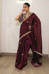 Buy_Label Deepshika Agarwal_Maroon Tissue Zari, Embroidery Floral Saree With Blouse _at_Aza_Fashions