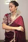 Label Deepshika Agarwal_Maroon Tissue Zari, Embroidery Floral Saree With Blouse _Online_at_Aza_Fashions