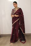 Buy_Label Deepshika Agarwal_Maroon Tissue Zari, Embroidery Floral Saree With Blouse _Online_at_Aza_Fashions