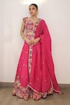 Buy_Label Deepshika Agarwal_Pink Silk, Bemberg Embroidery, Tassels Sweetheart Neck Hand Lehenga Set _at_Aza_Fashions