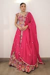 Shop_Label Deepshika Agarwal_Pink Silk, Bemberg Embroidery, Tassels Sweetheart Neck Hand Lehenga Set _at_Aza_Fashions