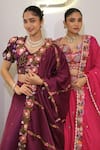 Label Deepshika Agarwal_Pink Silk, Bemberg Embroidery, Tassels Sweetheart Neck Hand Lehenga Set _at_Aza_Fashions