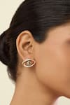 Shop Isharya Gold Plated Crystals Somnia Eye Stud Earrings at Aza Fashions Shop_Isharya_Gold Plated Crystals Somnia Eye Stud Earrings _at_Aza_Fashions