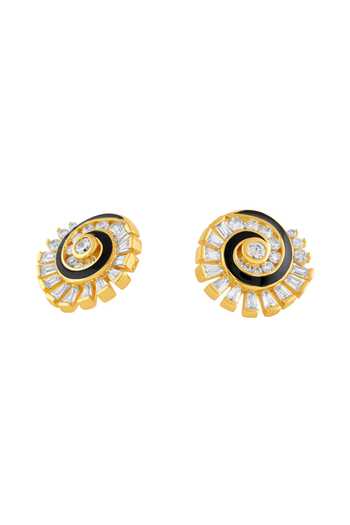 Isharya_Gold Plated Crystals, Stones Soluna Spiral Stud Earrings_Online_at_Aza_Fashions