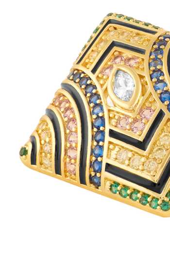 Shop_Isharya_Multi Color Crystals, Stones Delyra Square Stud Earrings _Online_at_Aza_Fashions