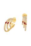 Isharya_Gold Plated Crystals Eclipta Triple Hoop Earrings _Online_at_Aza_Fashions
