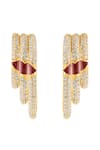 Buy_Isharya_Gold Plated Crystals Eclipta Triple Hoop Earrings _Online_at_Aza_Fashions