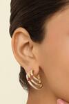 Shop_Isharya_Gold Plated Crystals Eclipta Triple Hoop Earrings _at_Aza_Fashions