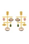 Buy_Isharya_Multi Color Crystals, Gemstones, Onera Statement Earrings _Online_at_Aza_Fashions