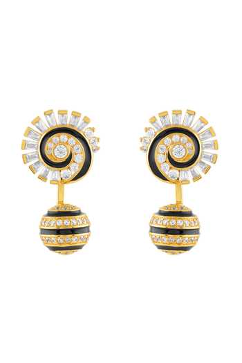 Isharya_Gold Plated Crystals Fridae Dangler Earrings_Online_at_Aza_Fashions