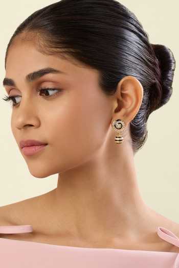 Shop_Isharya_Gold Plated Crystals Fridae Dangler Earrings_at_Aza_Fashions