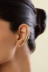 Shop_Isharya_Gold Plated Crystals, Stones Mirova Ear Cuffs _at_Aza_Fashions