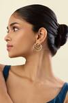 Shop_Isharya_Gold Plated Crystals Tanguya Double Hoop Earrings _at_Aza_Fashions