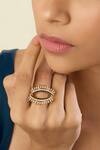 Shop_Isharya_Gold Plated Crystals, Stones Vestra Adjustable Ring _Online_at_Aza_Fashions