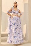 Buy_Diyarajvvir_Ivory Georgette Embroidery, Sequins Sweetheart Abstract Floral Print Lehenga Set _at_Aza_Fashions
