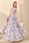 Diyarajvvir_Ivory Georgette Embroidery, Sequins Sweetheart Abstract Floral Print Lehenga Set _Online_at_Aza_Fashions
