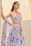 Buy_Diyarajvvir_Ivory Georgette Embroidery, Sequins Sweetheart Abstract Floral Print Lehenga Set _Online_at_Aza_Fashions