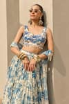 Diyarajvvir_Ivory Georgette, Crepe Embroidery, Tassels Abstract Floral Print Lehenga Set _Online_at_Aza_Fashions