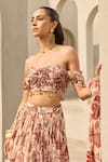 Diyarajvvir_Ivory Georgette Embroidery, Sequins Off-shoulder Floral Print Lehenga Set _Online_at_Aza_Fashions