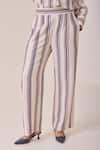 Shop_Needleten_Cream Viscose Striped Pant _at_Aza_Fashions