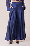 Shop_Needleten_Blue Taffeta Straight Flared Palazzo  _at_Aza_Fashions