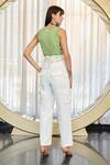 Kay Kay_Green Cotton, , Crepe Sequins, Round Neck Fui Rib Tank Top And Pant Set _Online_at_Aza_Fashions