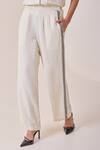 Buy_Needleten_Beige Linen Embroidery Trouser _Online_at_Aza_Fashions