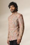Dusala_Multi Color Pashmina Paisley Pattern Bandhgala _at_Aza_Fashions