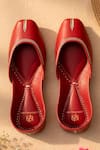 Shop_Loryphilory_Red Leaf Accent Handcrafted Jutti _at_Aza_Fashions