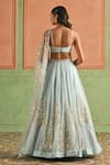Lashkaraa_Blue Organza Sequins, Zari, Beads, Embroidery Sweetheart Floral Lehenga Set _Online_at_Aza_Fashions