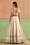 Lashkaraa_Cream Viscose, Tissue Sequins, Zari, Embroidery Sweetheart Neck Lehenga Set _Online_at_Aza_Fashions