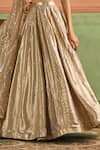 Buy_Lashkaraa_Gold Silk, Net Sequins, Zari, Embroidery V-neck Foil Lehenga Set _Online_at_Aza_Fashions