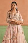 Buy_Lashkaraa_Pink Tissue, Satin, Net Embroidery, Sequins, Mirrors, Floral Lehenga Set _Online_at_Aza_Fashions