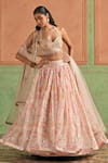 Shop_Lashkaraa_Pink Tissue, Satin, Net Embroidery, Sequins, Mirrors, Floral Lehenga Set _Online_at_Aza_Fashions