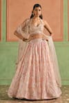 Buy_Lashkaraa_Pink Tissue, Satin, Net Embroidery, Sequins, Mirrors, Floral Lehenga Set _at_Aza_Fashions