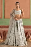 Buy_Lashkaraa_Grey Tissue, Satin, Net Beads, Sequins, Embroidery Sweetheart Beaded Lehenga Set _at_Aza_Fashions