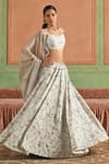 Lashkaraa_Grey Tissue, Satin, Net Beads, Sequins, Embroidery Sweetheart Beaded Lehenga Set _at_Aza_Fashions