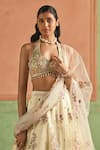 Buy_Lashkaraa_Ivory Net, Satin Zari, Sequins, Embroidery Halter Neck, Lehenga Set _Online_at_Aza_Fashions