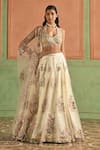 Buy_Lashkaraa_Ivory Net, Satin Zari, Sequins, Embroidery Halter Neck, Lehenga Set _at_Aza_Fashions