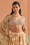 Buy_Lashkaraa_Cream Net, Shantoon Zari, Sequins, Embroidery Floral Pattern Lehenga Set _Online_at_Aza_Fashions
