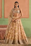 Buy_Lashkaraa_Cream Net, Shantoon Zari, Sequins, Embroidery Floral Pattern Lehenga Set _at_Aza_Fashions