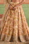 Buy_Lashkaraa_Cream Net, Shantoon Zari, Sequins, Embroidery Floral Pattern Lehenga Set 