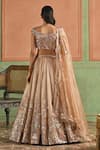 Lashkaraa_Beige Net, Satin Sequins, Zari, Embroidery Off-shoulder Lehenga Set _Online_at_Aza_Fashions