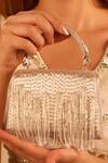 Buy_Forever Noor_Silver Beads, Tassels Glory Nalki Embellished Box Bag _at_Aza_Fashions