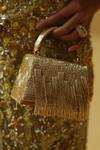 Forever Noor_Gold Beads, Tassels Glory Nalki Embellished Box Bag _Online_at_Aza_Fashions