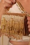 Shop_Forever Noor_Gold Beads, Tassels Glory Nalki Embellished Box Bag _at_Aza_Fashions